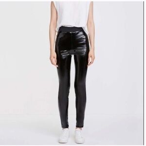 7 For All Mankind Liquid Leggings Black Faux Leather High Rise Skinny Size S